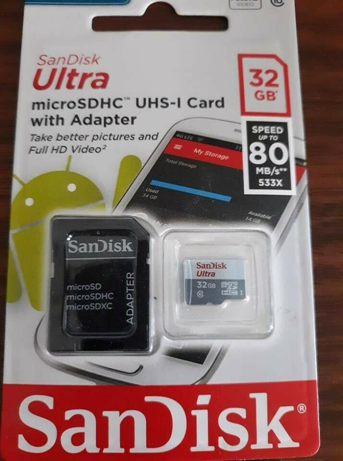SanDisk Ultra 32GB micro SDHC Memory Card with Adapter (SDSQUNS-032G-GN3MA)