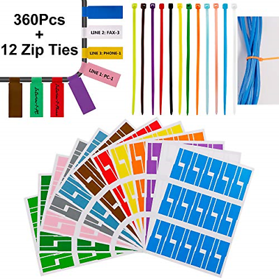 360 Pcs Cable Tags Cable Labels Stickers Waterproof Cable Markers Printable