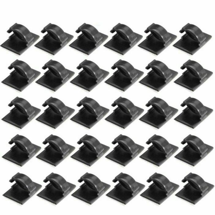 50X Cable Clips Self-Adhesive Cord Management Wire Holder Organizer Clamp Black