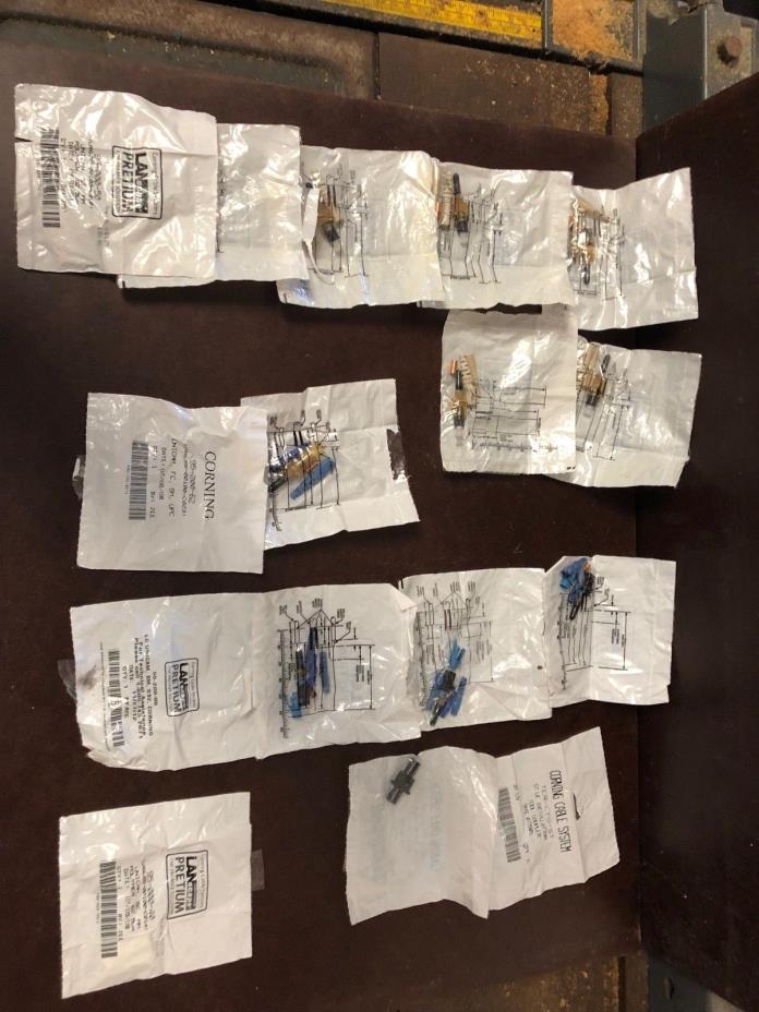 Corning Fiber connectors, 7 ST, 2 FC, 4 LC, 1 SC, and two ST couplers