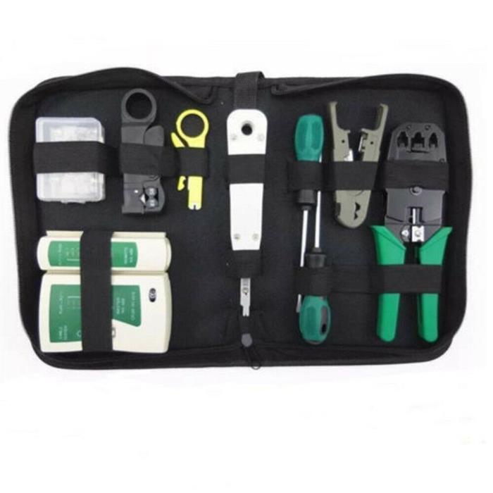 RJ45 RJ11 Ethernet Cable Hand Crimper Network Tester Tool Kit Punch Down Impact
