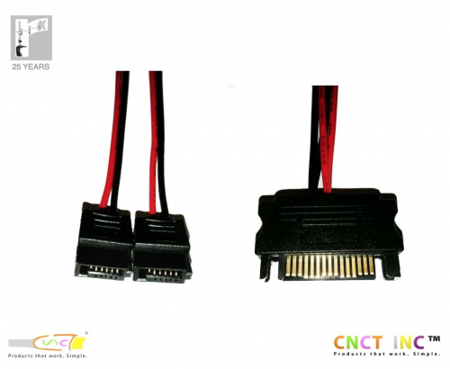 CNCT 15 Pin Sata Male Power to 2 X 6 Female Y Cable - 1 pc