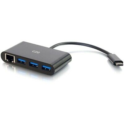 C2G USB C Ethernet and 3 Port USB Hub - Black