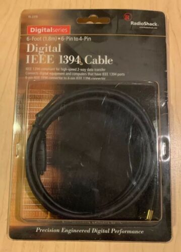 ~Radio Shack Digital IEEE 1394 Cable 6-pin to 4-pin 6 ft Brand New Never Opened~