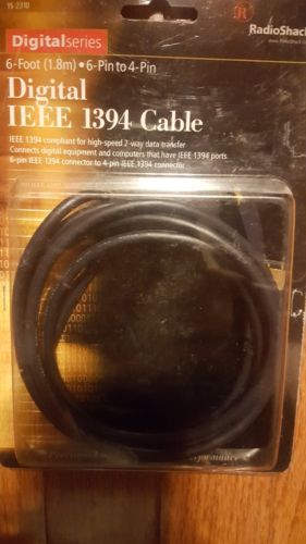 RadioShack 15-2310 6 Foot 6-Pin to 4-Pin Digital IEEE 1394 Cable NIP