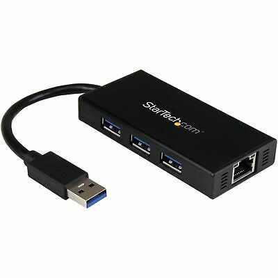3 Port Portable USB 3.0 Hub with Gigabit Ethernet Adapter NIC-Aluminum w/Cable
