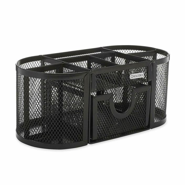 Rolodex Mesh Pencil Cup Organizer Four Compartments Steel 1746466 Black NEW