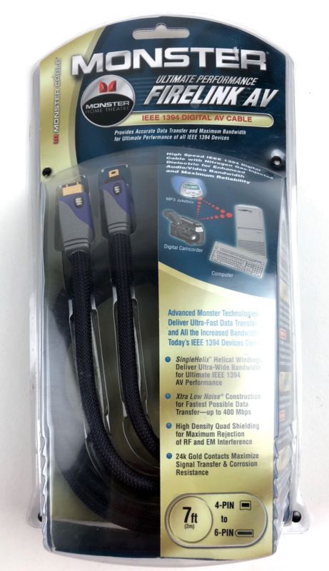 Monster Cable IEEE 1394 4-Pin to 6-Pin AV Cable 7 Feet