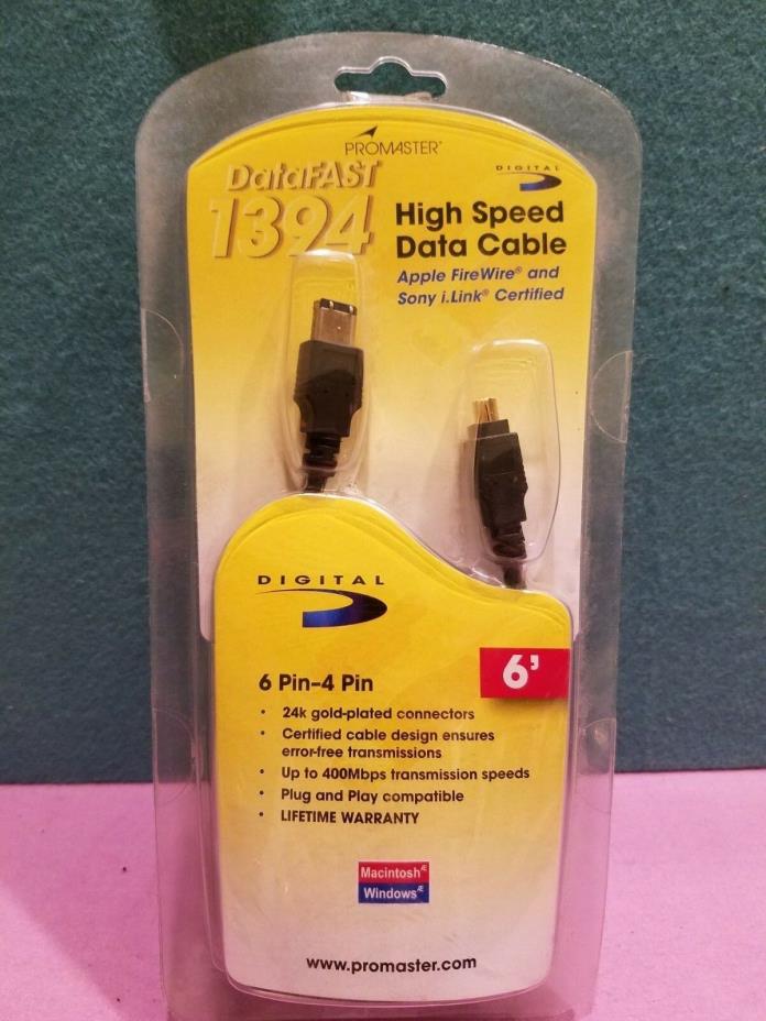 High Speed Data Cable Promaster Datafast 1394 24K Gold Plated Connectors 6-4 PIN