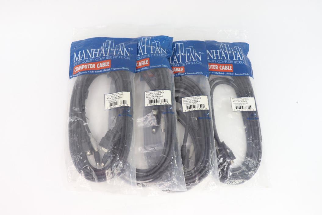 Lot of 4 MANHATTAN Computer Cable Set For PS2 KVM HD Video Mouse Keyboard