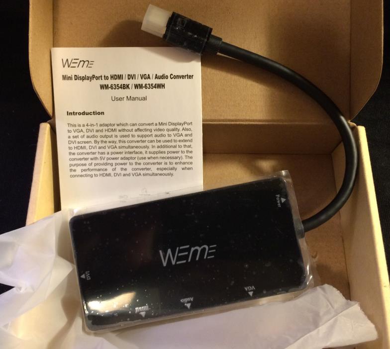 Mini Display Port Thunderbolt HDMI/DVI/VGA Adapter Surface/Mac Book -(25CB2)