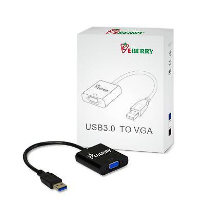 eBerry USB 3.0/2.0 Male to VGA Female Multi Monitor External Video Card Adapter