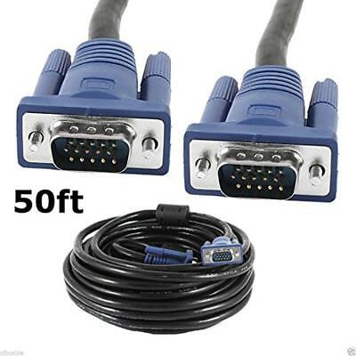 HD15 15Pin VGA Male To 50FT 15M Cable For TV Computer Monitor Blue Extension