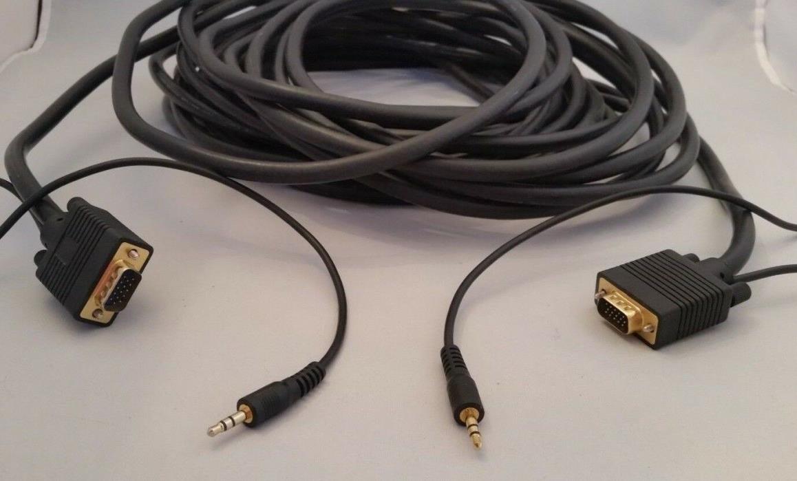 Monoprice VGA PC Computer Video Cable w/Audio Wire Male to Male 15 Pin  50 Ft