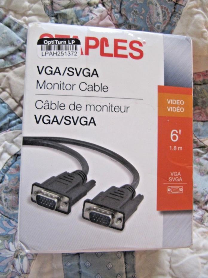 Staples 6' VGA / SVGA Computer Monitor Cable- Retails $33.99 vga6