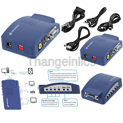 Fosmon HD1882 VGA to RCA Adapter, Composite AV S Video to VGA Converter, PC t...