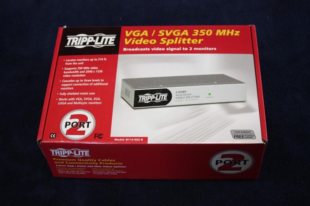 Genuine OEM Tripp Lite 2 Port VGA / SVGA 350 MHz Video Splitter (NEW)