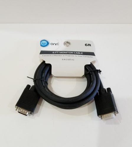 6' FT FEET 6FT MONITOR CABLE CONNECTS MONITOR TO COMPUTER VGA PORT