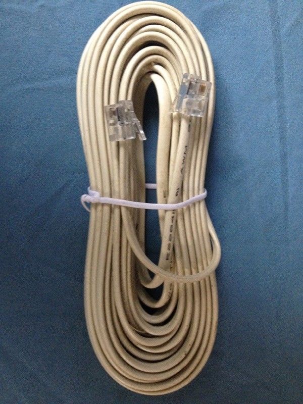 THREE * NEW * 25ft * x3 * RJ11 Cable DSL Modem Fax Phone Modular 4P4C Flat Tiger