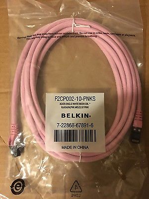 Belkin F2CP002-10-PNKS 10' foot CAT6 Gaming Network Mesh CABLE PINK Snagless *