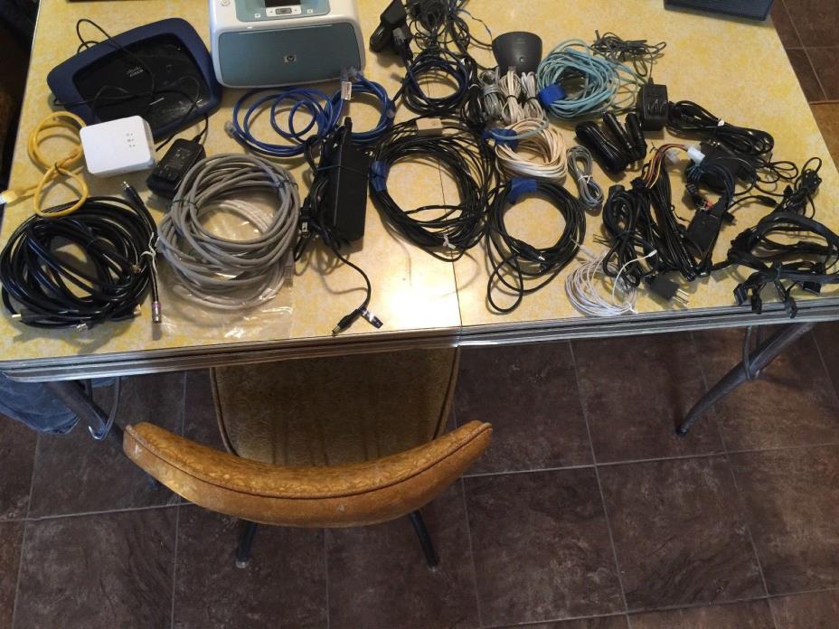 Misc. Computer /telephone Wires/chargers/plug Ins/ Hp Printer /Router For Parts