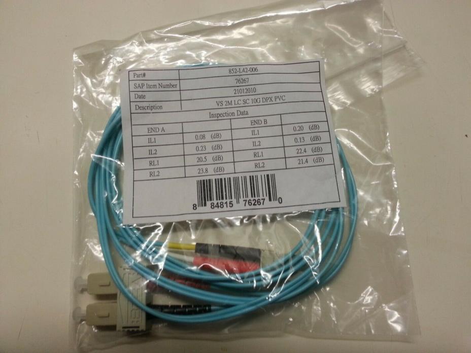 Fiber Optic Patchcord, VS 2M LC SC 10G DPX PVC 852-L42-006- Aqua