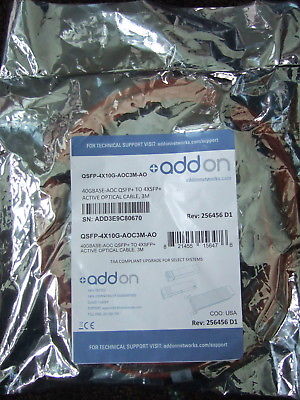NEW IN SEALED PACK ADDON Fiber Optic Network CABLE, 32.81 ft.  QSFP-4X10G-AOC10M
