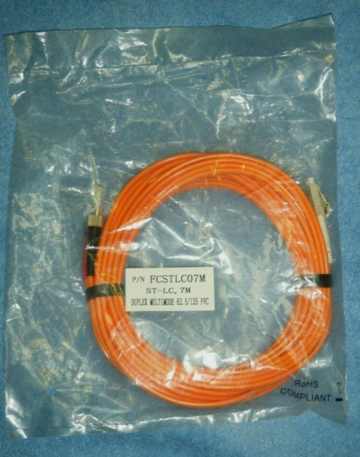 NEW Shaxon FCSTLC07M LC-ST 62.5/125 Duplex Multimode Fiber Optic Patchcord 7m