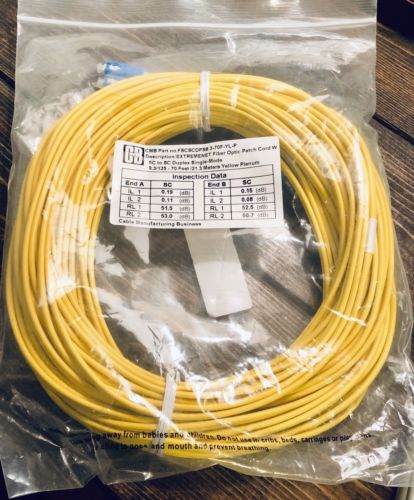 EXTREMENET Fiber Optic Patch Cord w/ SC to SC Duplex Single-Mode 70 Ft