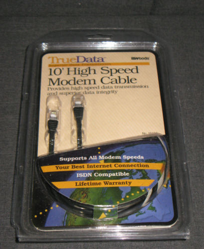 10', 10 FEET HIGH SPEED MODEM CABLE - TRUEDATA - MODEM TO WALL JACK