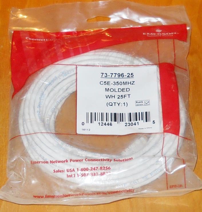 NEW Emerson Computer C5E-350MHZ Molded White 25' feet 73-7796-25 Cat5 GE