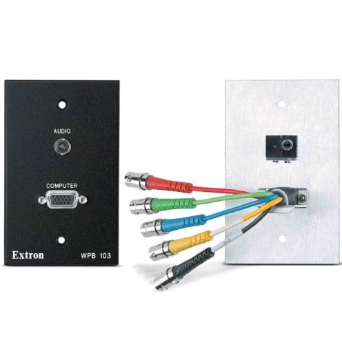Extron 1-Gang Black Audio Video VGA 3.5mm Computer Pass Through Wallplate Outlet