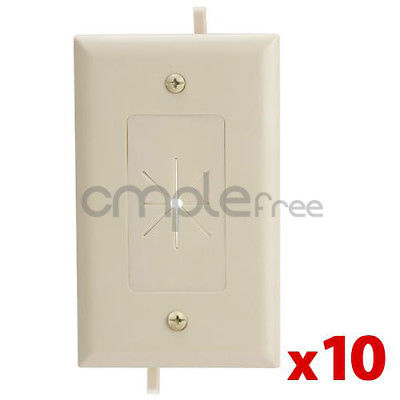 1 Gang Wall Plate with Flexible Opening Cable Plate 1 Gang Ivory Lot of 10 NEW
