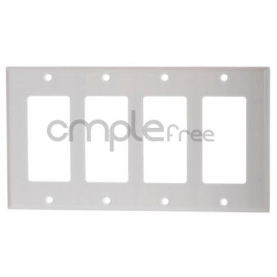 White Decora 4 Hole Wall Plate 4 Gang White NEW
