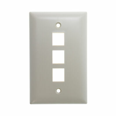 ON-Q LEGRAND WP3403-IV SINGLE-GANG 3-PORT SNAP-IN WALL-PLATE, LT ALMOND