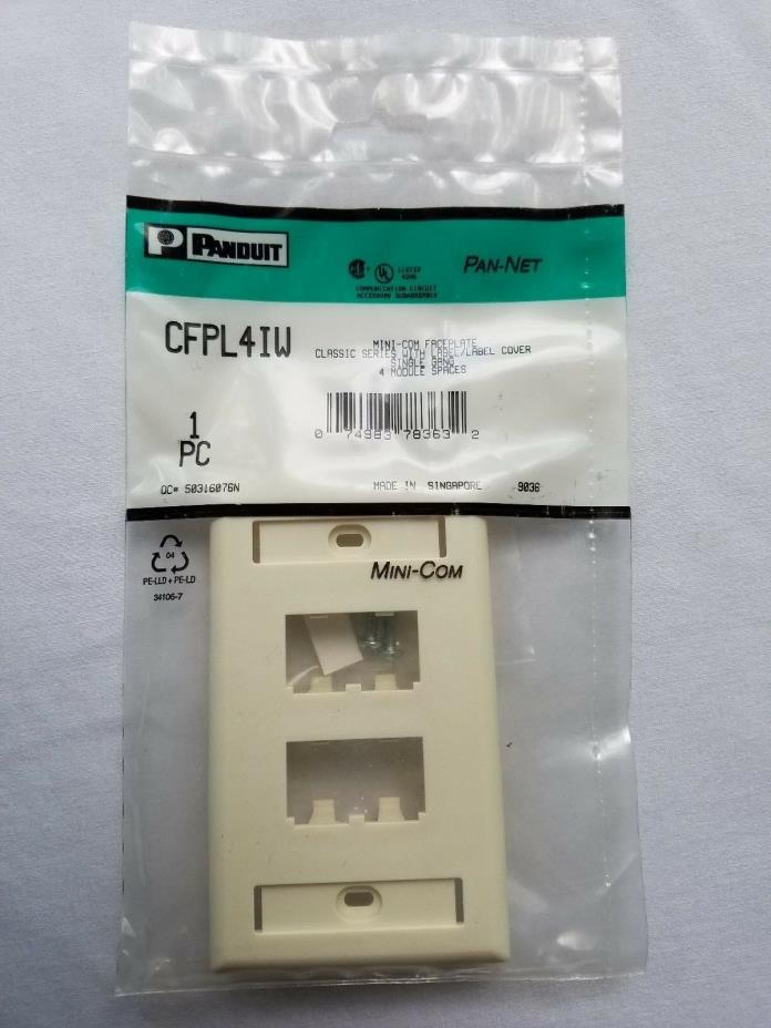 CFPL4IW Panduit 4-Port Mini-Com Faceplate w/Label Labeled Series - Off White