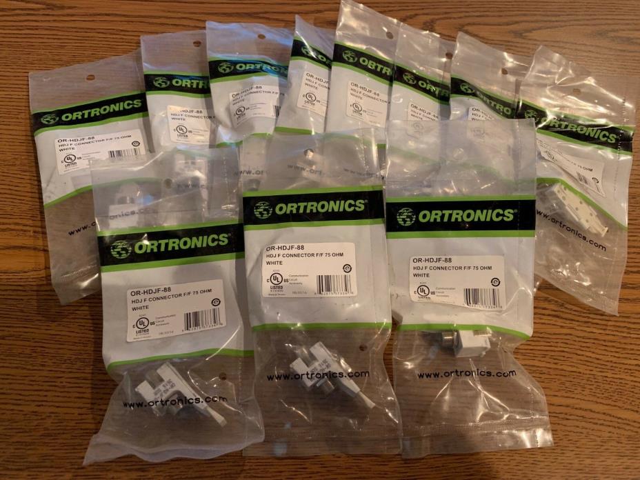 LOT OF 11 FACTORY SEALED! ORTRONICS WHITE HDJ F CONNECTOR F/F OR-HDJF-88