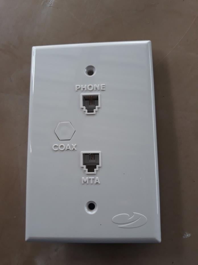 lot of 5 Double phone jack with coaxial input, white wall plate