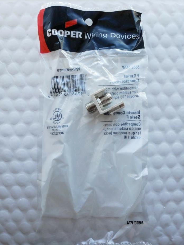 Cooper Wiring Devices 5552-5EW Coax Video Adaptor F Series Snap In Type NEW