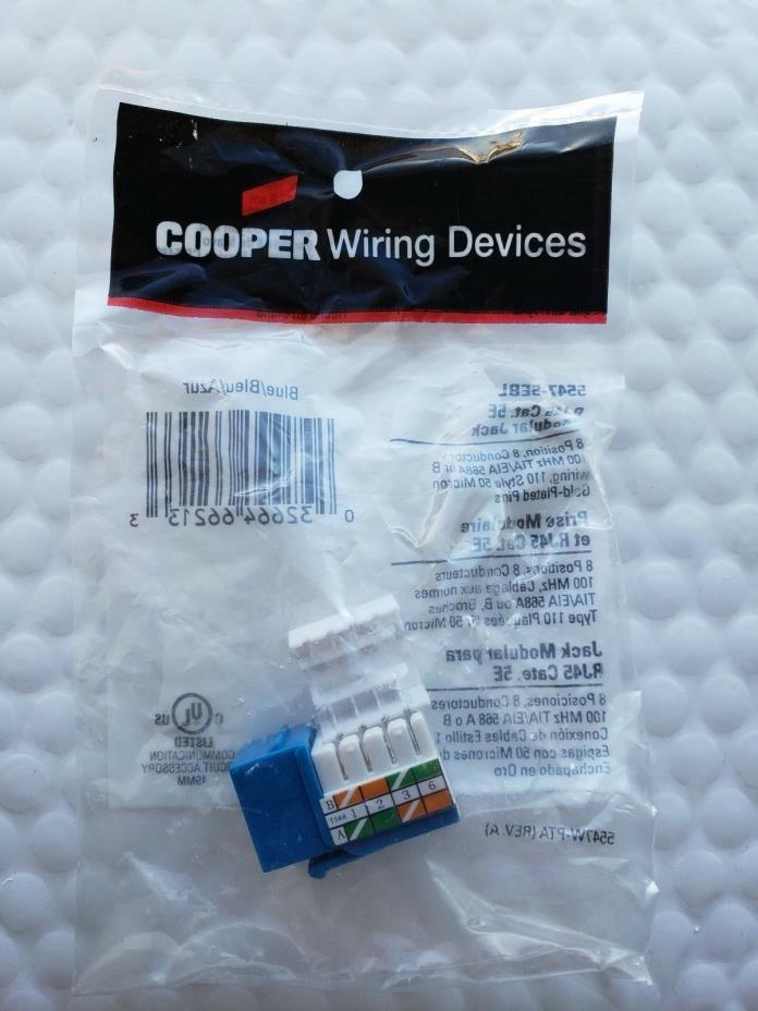 Cooper Wiring Devices 5547-5EBL RJ45 Cat5e Modular Jack Data NEW