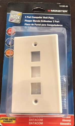 Monster Cable Wall Plate 3 Port Almond