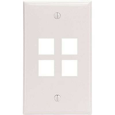 Leviton 41080-4WP Quickport Wallplate 4-Port, White. Delivery is Free