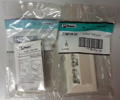 NEW Box of 7 PANDUIT T70FH4IW Snap-on horizontal sloped 4-port faceplate
