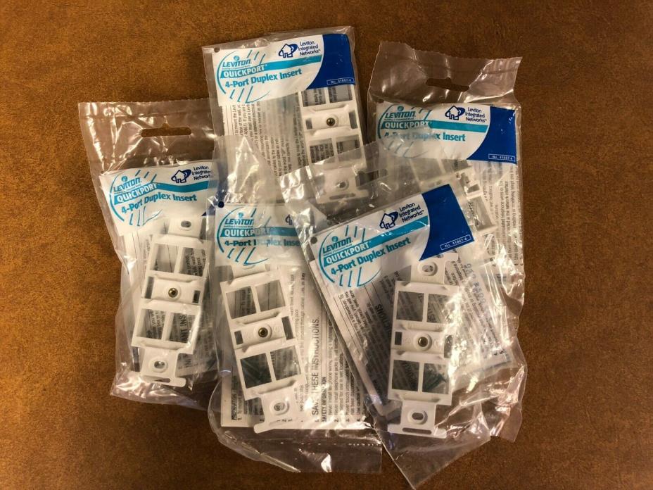 (5) Leviton 41087-4 Quickport Duplex Type 106 Insert, 4-Port WALL MOUNT
