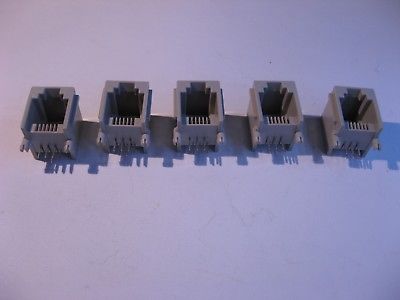 Right Angle Modular Telephone Jack 6P6C RJ11 6 Posn PCB Mount  - NOS QTY 5