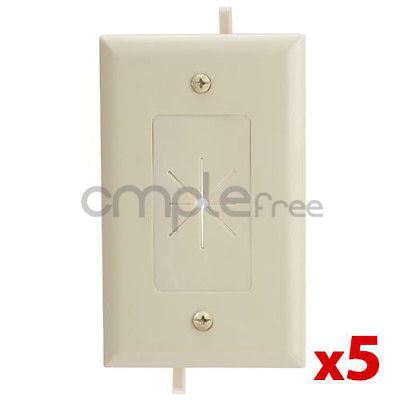 1 Gang Wall Plate with Flexible Opening Cable Plate 1 Gang Ivory Lot of 5 NEW