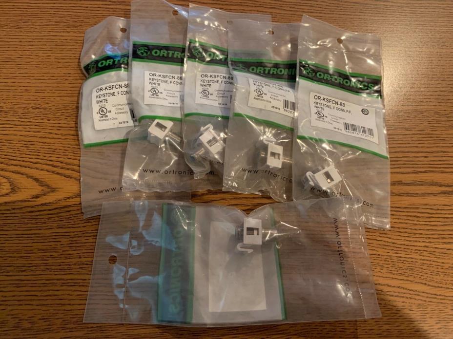 LOT OF 6 FACTORY SEALED! ORTRONICS WHITE KEYSTONE F CONN F/F OR-KSFCN-88