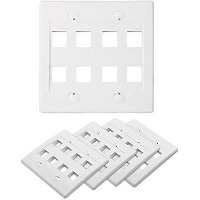 UL Listed 5-Pack 8 Port Keystone Wall Plate (Ethernet Plate) In White