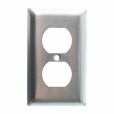 PASS & SEYMOUR SS8 DUPLEX RECEPTACLE OUTLET WALL-PLATE, 1-GANG, STAINLESS STEEL