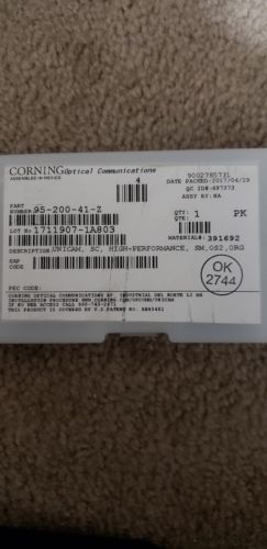 Corning Pretium UniCam SC, Single Mode HIGH PERFORMANCE 95-200-41-Z 25 pack